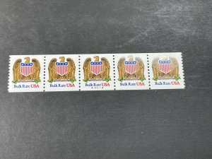 U.S.# 2602-MINT/NH--PLATE # COIL STRIP OF 5--(P#A21112)---BULK RATE---1991-93