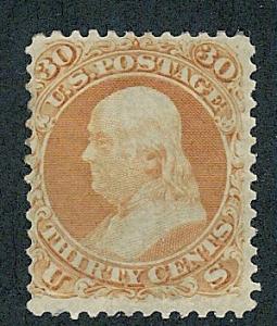 71 Unused,  30c. Franklin,  O.G; Certificate, scv: $2,600