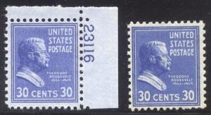 U.S. #830b SCARCE Mint NH w/Cert - 1938 30c Deep Blue