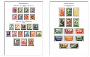 COLOR PRINTED SPANISH MOROCCO 1903-1955 STAMP ALBUM PAGES (45 illustrated pages)