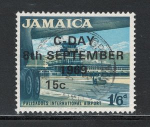 Jamaica 1969 C-Day Surcharge 15c on 1sh6p Scott # 286 Used SON