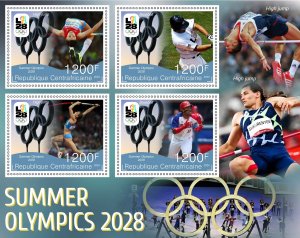 Stamps. Olympic 2028 LA HihgJump, Lacross, Baseball  2024 year 1+1 sheets perf