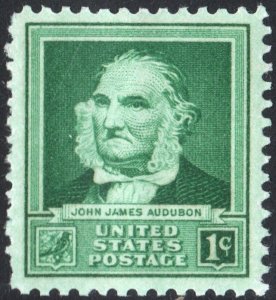 SC#874 1¢ Famous Americans: John James Audubon Single (1940) MNH