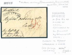 W515 1838 GIBRALTAR Arc PAID Historic Military Letter Cover FORWARDED Cadiz