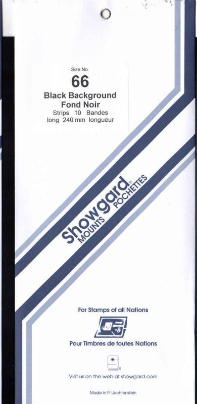Showgard Stamp Mounts Size 66 / 264 Long BLACK Background Pack of 10