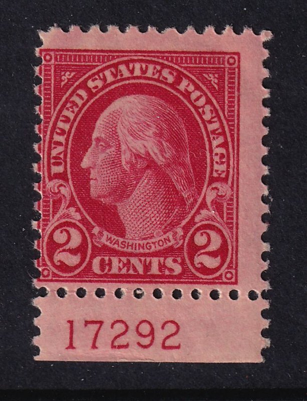 1923 Washington 2c carmine Sc 554 MNH bottom plate number single CV $15 (B01