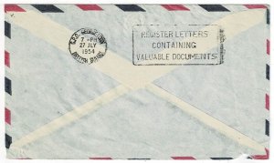 British Guiana 1954 Clonbrook cancel on airmail cover to the U.S.