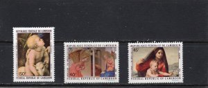 CAMEROUN 1971 CHRISTMAS PAINTINGS SET OF 3 STAMPS MNH