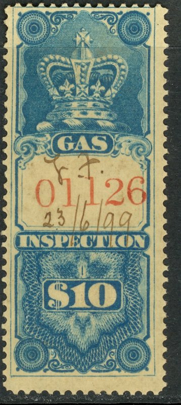 CANADA 1875 $10.00 GAS INSPECTION REVENUE VDM. FG16 F-VF USED