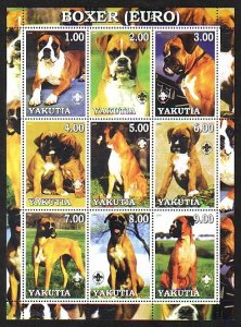 Yakutia, 2000 issue. Russian Local. Boxer (EURO), Dog sheet of 9. ^