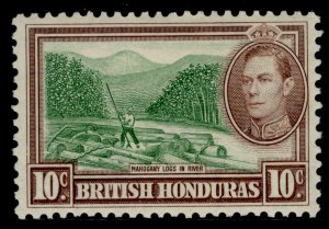 BRITISH HONDURAS GVI SG155, 10c green & reddish brown, M MINT.