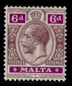 MALTA GV SG102, 6d dull purple & bright purple, LH MINT. Cat £35.