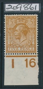 Sg 282 Spec N25 (4) 1912-22 5d Ocre Brown Control 116 Heavy Mounted Mint RPS-