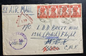 1944 British Field POst Office In India OAS Cover To Polish Air Force 101