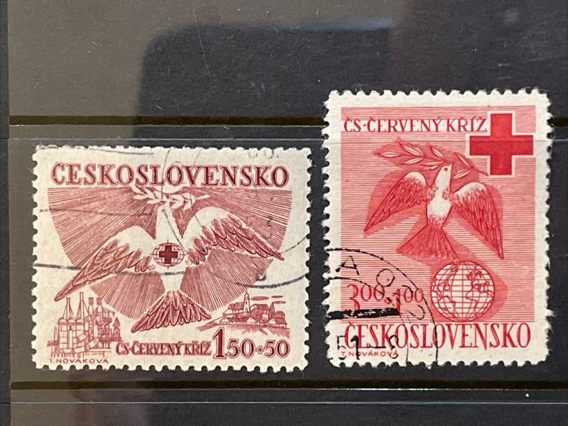 1949 Czechoslovakia Red Cross Semi-Postal Stamps B168-9, Complete Set of 2 Used