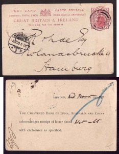GB-#13865-cover-1p QV UPU post card to Germany-London No 2 1900