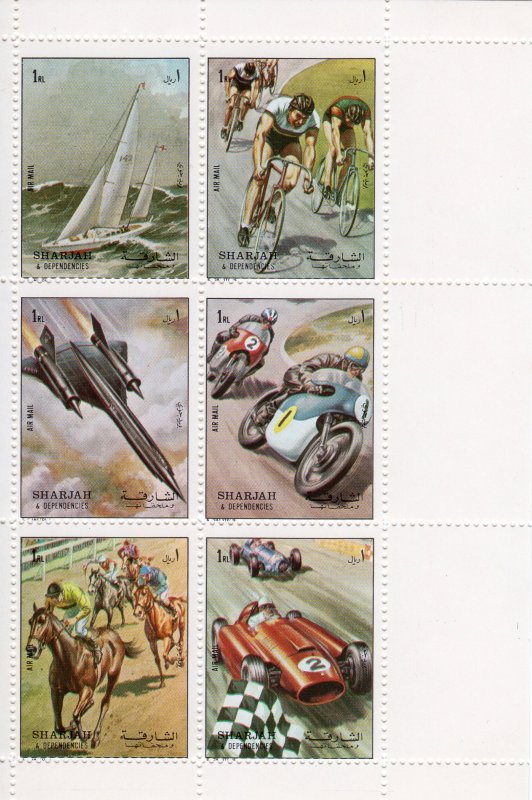 Sharjah 1972 Mi.#1282/1287 Sports/Motorbike/Cycling/Formula 1  Shlt (6) MNH