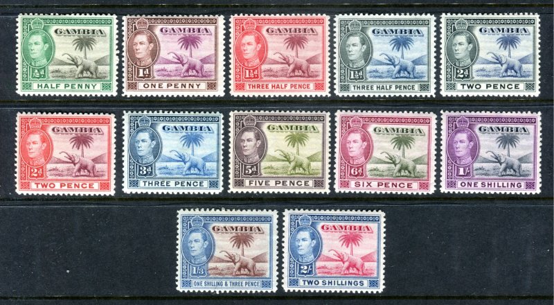 Gambia 1938 KGVI. Short set to 2s. Mint. LH. SG150/157.