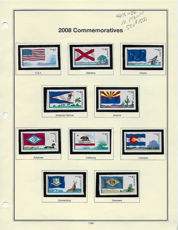 4273-4292 42cent STATE FLAGS MINT COILS ON ALBUM PAGES BCV $30.00 - W20