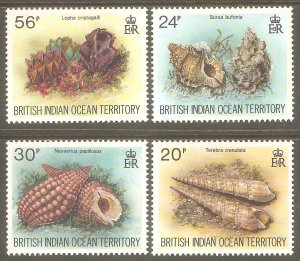 BRITISH INDIAN OCEAN TERR Sc# 172 - 175 MNH FVF Set4 Ocean Sea Shells