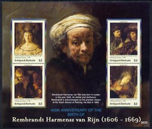 ANTIGUA - 2006 - Rembrandt - Perf 4v Sheet - Mint Never Hinged
