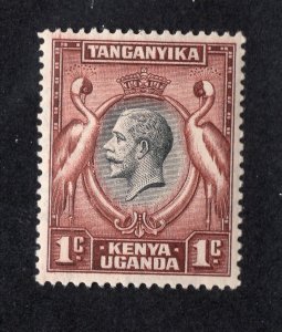 Kenya, Uganda & Tanzania 1935 1c red brown & black George V, Scott 46 MH