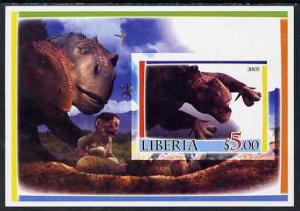 Liberia 2005 Dinosaurs imperf souvenir sheet #4 unmounted...