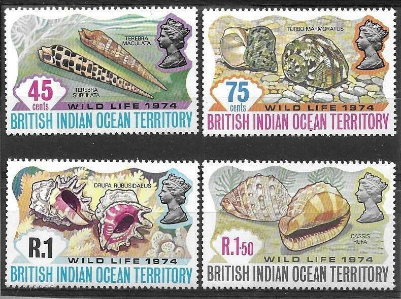 1974    BRITISH INDIAN OCEAN TERRITORY -  SG. 58 / 61  -  SHELLS  -  MNH