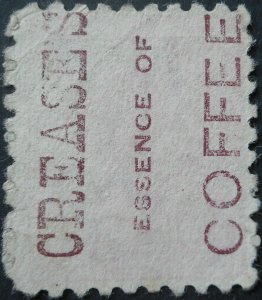 New Zealand 1893 One Penny with Crease's Coffee in Brown Red advert SG 218h used