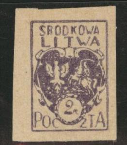 CENTRAL LITHUANIA  Scott 5 imperf MNG 1921