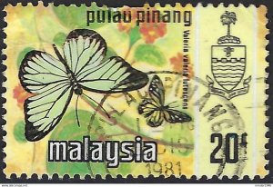 MALAYSIA PENANG 1971 20c Multicoloured, Butterflies SG 81 FU