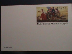 ​UNITED STATES -PC-1978  MOLLY PITCHER-MONMOUTH,1778 MNH POST CARD-VERY FINE
