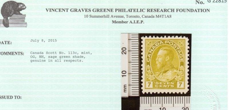 Canada #113c VF/NH **With Certificate** 