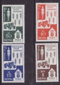 Nepal-Sc#159-62- id11-unused NH set-Freedom from Hunger-1963-