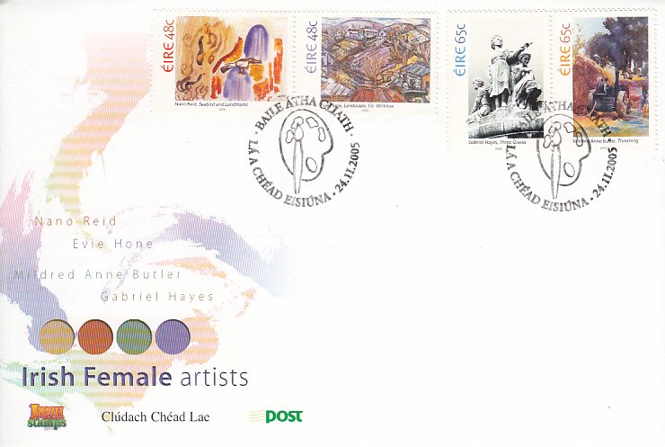 Ireland 2005 FDC Scott #1594a, 1596a Set of 2 pairs 48c and 65c Artwork by Wo...