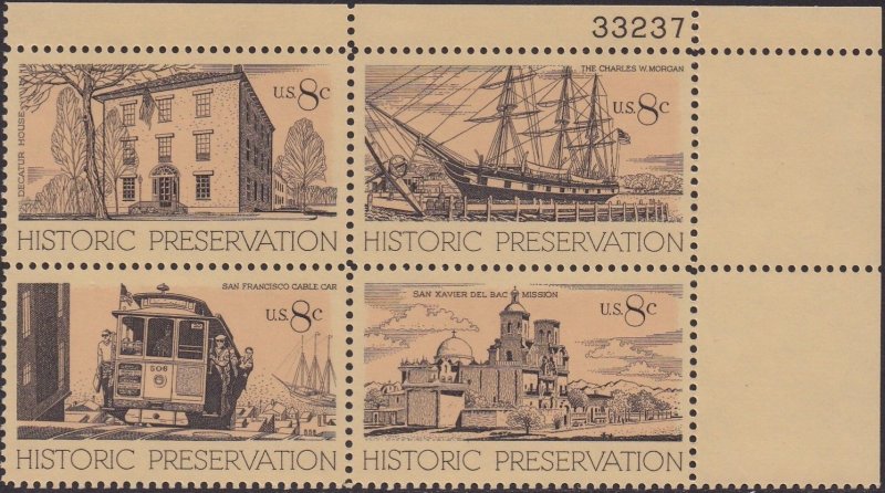 1443a Historic Preservation Plate Block MNH