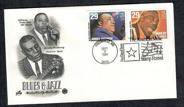 2858 & 2861 Blues and Jazz Singers Unaddressed ArtCraft FDC