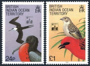 BIOT 145-146, MNH. Michel 148-149. HONG KONG-1994. Birds: Frigate-bird, Foodies.