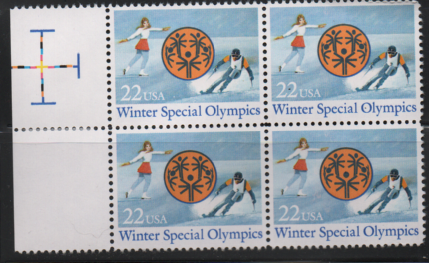 US #2142 MNH left edge Block. Winter Special Olympics