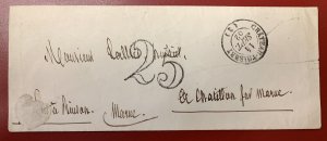 France, 1852 Stampless Cover, CHATEAU-THIERRY, PORT-A-BINSON & 25 handstamps