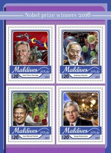 MALDIVES - 2017 - Nobel Prize Winners 2016 - Perf 4v Sheet - Mint Never Hinged