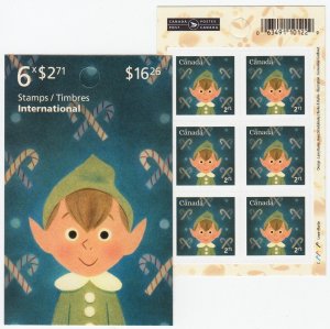 ELF = CHRISTMAS PORTRAITS = One Booklet of 6 x $2.71 stamps = MNH Canada 2021