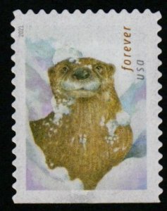 SC# 5651 - (58c) - Otters in Snow - Playing in Snowdrift - Used Single