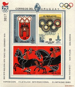 Moscow Moskva olympic games 1980 Uruguay 2 s/s Sc #1021 perf & Imperf horse bird
