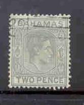 Bahamas Sc103 1938 2 d gray George VI stamp used