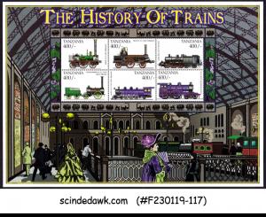 TANZANIA - 1999 THE HISTORY OF TRAINS - MIN. SHEET MNH