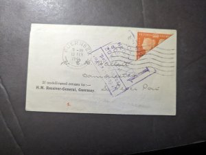 1941 England British Channel Islands Bisect Stamp Cover Guernsey Local Use