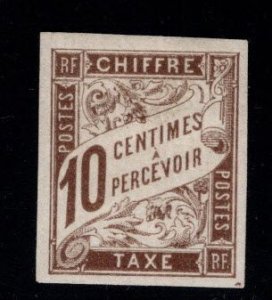 French Colonies Scott J16 MH* imperforate Postage Due stamp