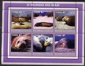 Mozambique 2002 Elephant Seals perf sheetlet containing 6...