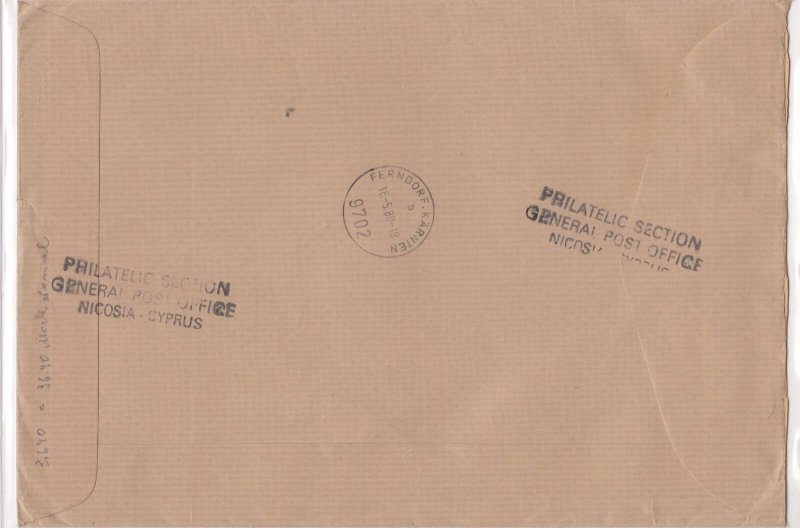 Cyprus 1980 Nicosia Cancels Regd Airmail Europa CEPT Stamps Lge Cover Ref 30536